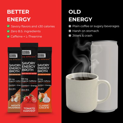 Gobbi Energy Broth - Tomato Harvest - Case (10 Stickpacks per Caddy, 12 Caddies per Case)