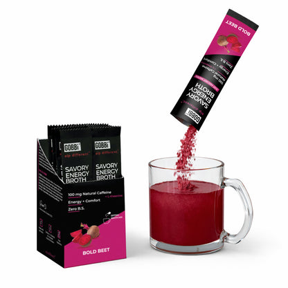 Gobbi Energy Broth - Bold Beet - Case (10 Stickpacks per Caddy, 12 Caddies per Case)