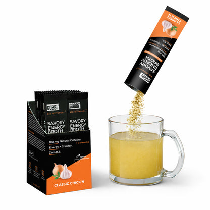 Gobbi Energy Broth - Classic Chick'n - Case (10 Stickpacks per Caddy, 12 Caddies per Case)