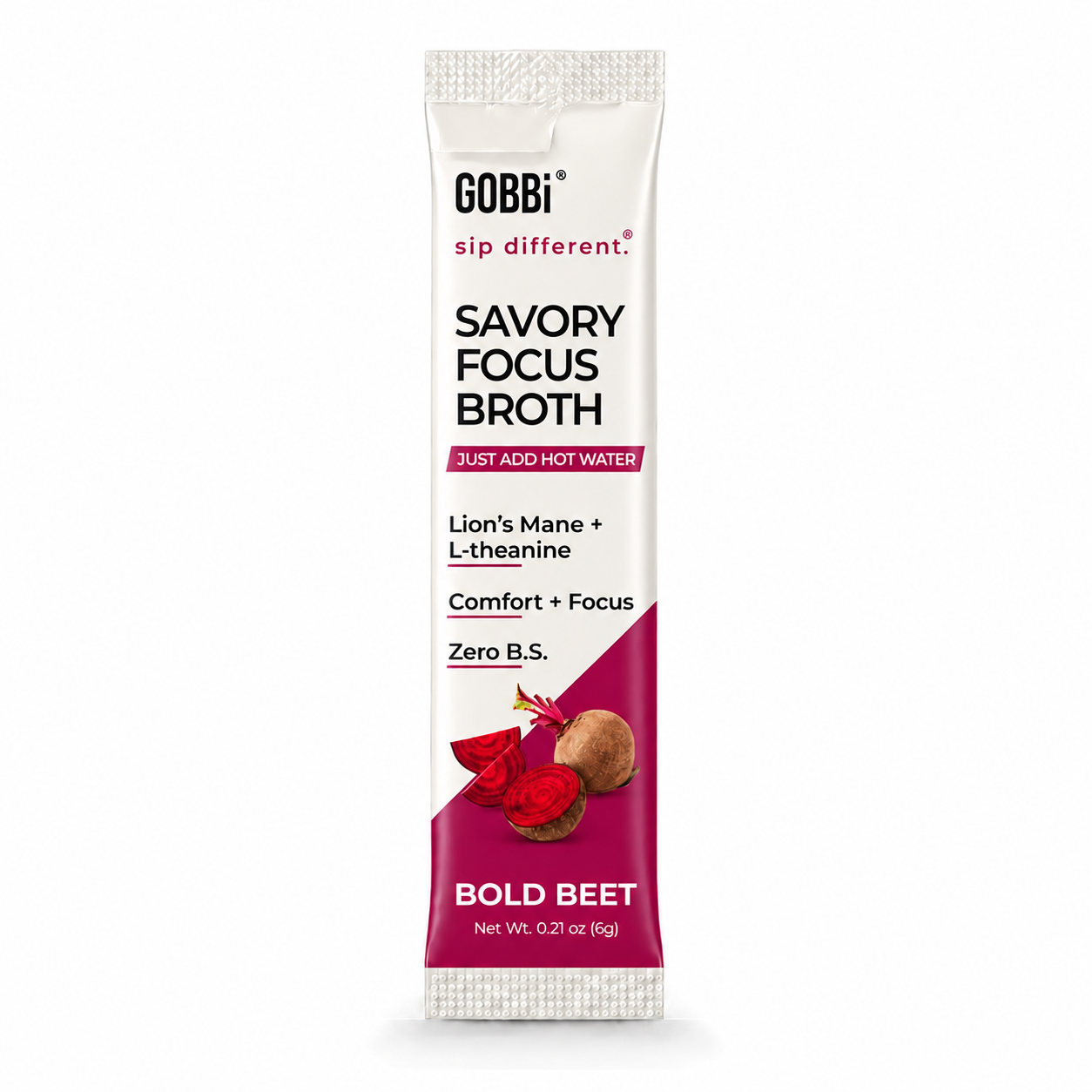 GOBBi Savory Focus Broth Bold Beet single-serve stick