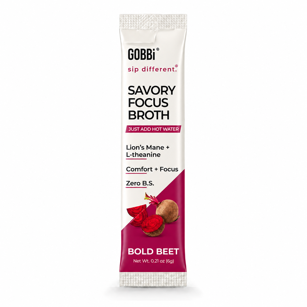 GOBBi Savory Focus Broth Bold Beet single-serve stick