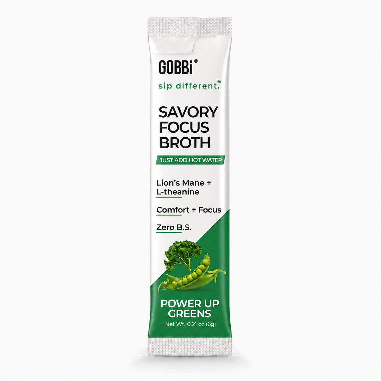 GOBBi Savory Focus Broth Power Up Greens single-serve stick