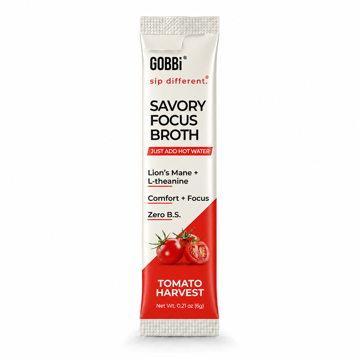 GOBBi Savory Focus Broth Tomato Harvest single-serve stick