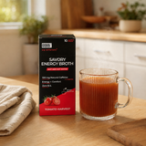 GOBBi Tomato Harvest Energy Broth in a kitchen