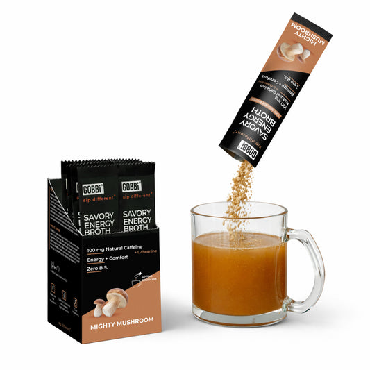 Gobbi Energy Broth - Mighty Mushroom - Case (10 Stickpacks per Caddy, 12 Caddies per Case)