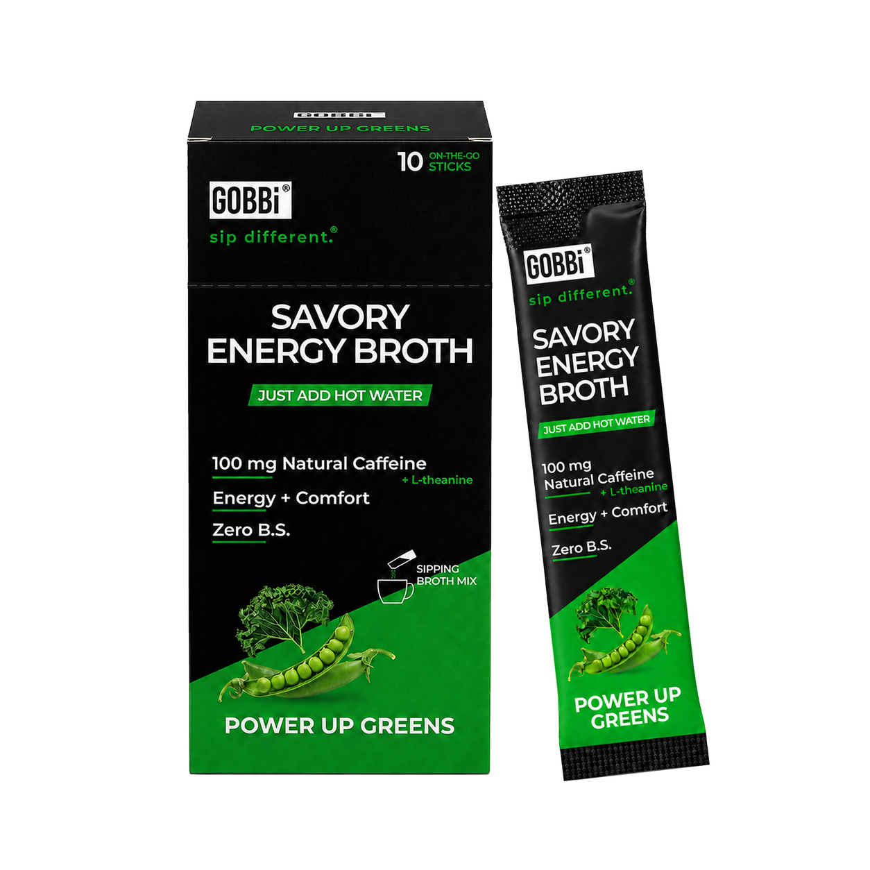 Power Up Greens Energy Broth box and stick