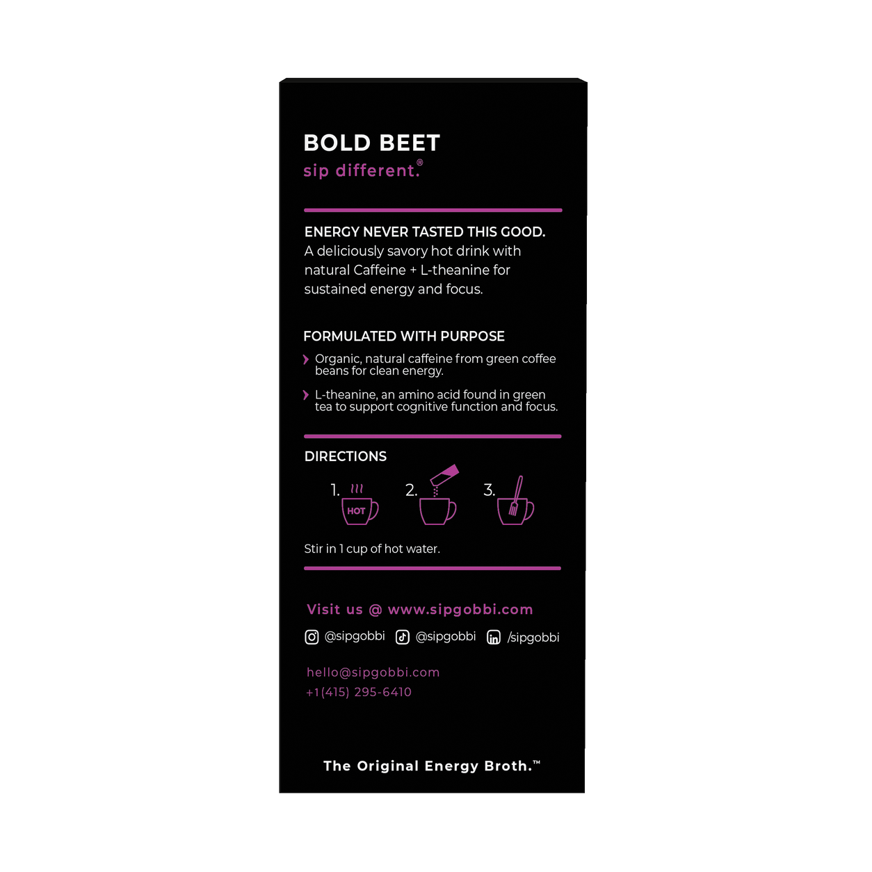 Energy Broth - Bold Beet package and ingredients