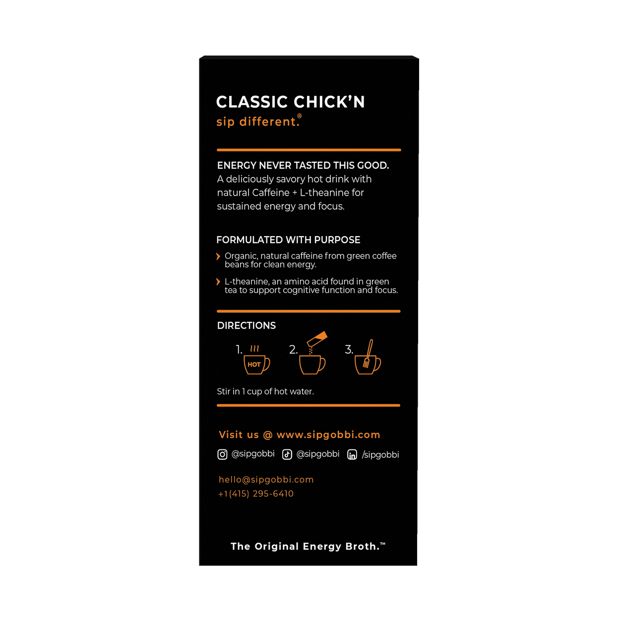 Energy Broth - Classic Chick'n package and ingredients