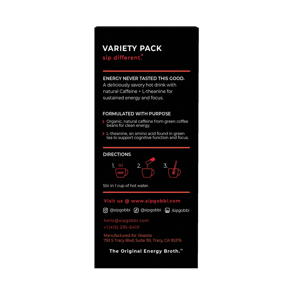 Energy Broth - Variety Pack package and ingredients